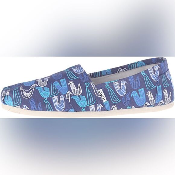 TOMS ALPARGATA Blue Multi Birds Slip-On Shoes - Picture 8 of 11
